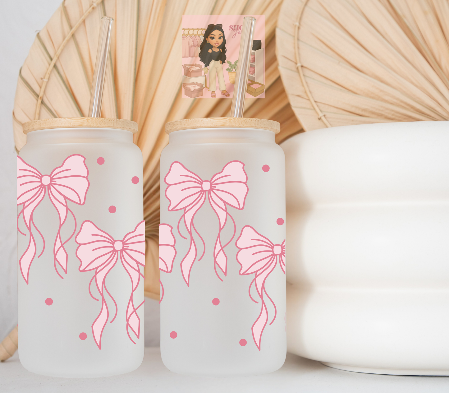 Pink Flowy Bows UvDTF cup wraps