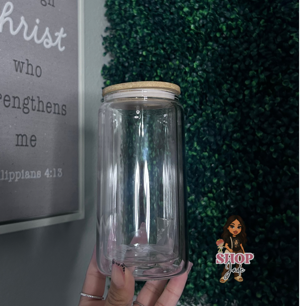 16oz Glass Snowglobe Cup