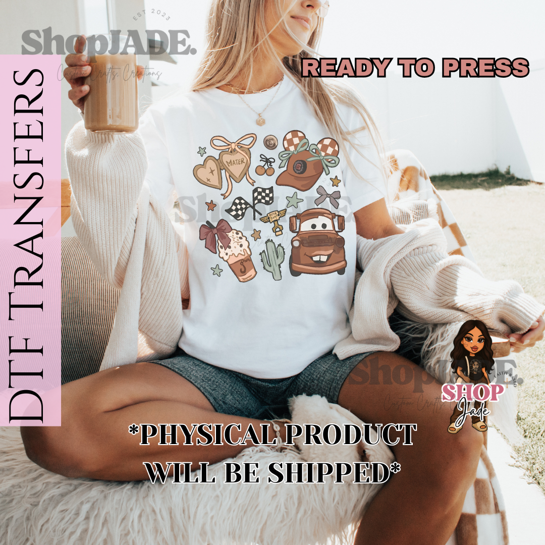 D113 Pastel Green & Brown DTF Transfers (Ready to Press)