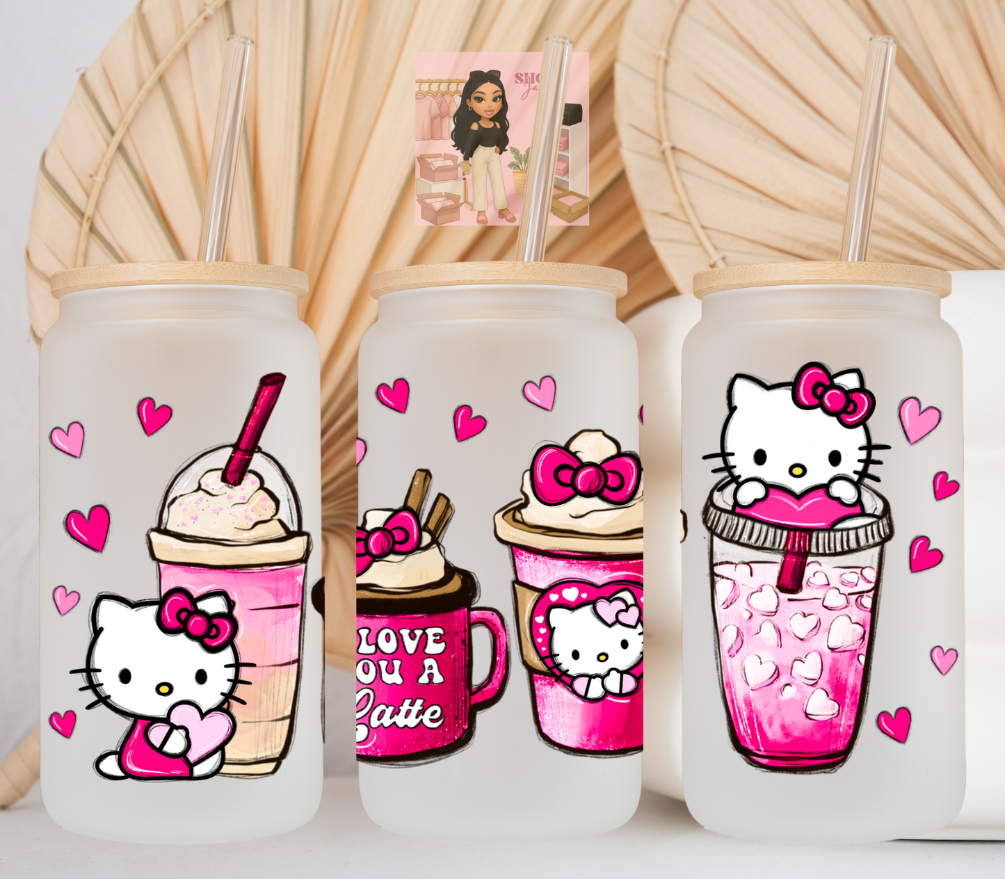 HK pink coffee Valentines UvDTF cup wraps