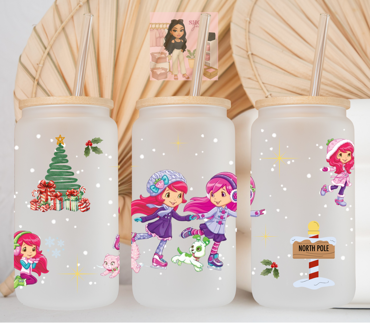 Christmas Snow Strawberry UvDTF cup wraps