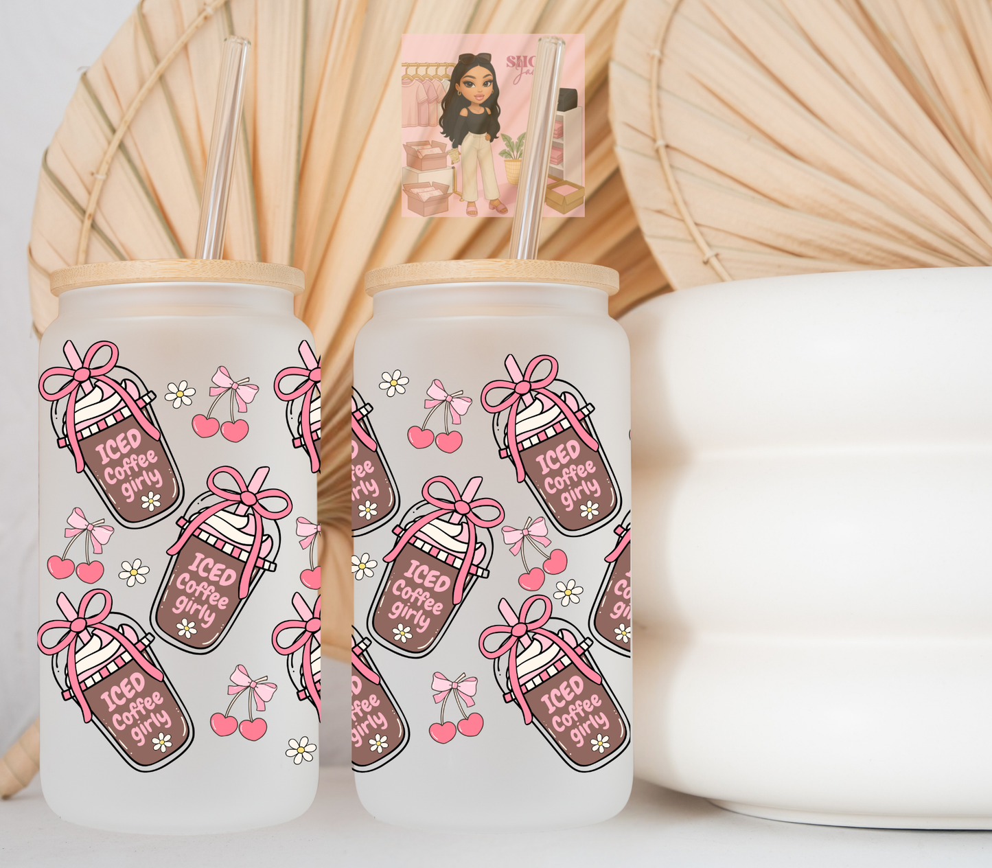 Iced Coffee Girly UvDTF cup wraps