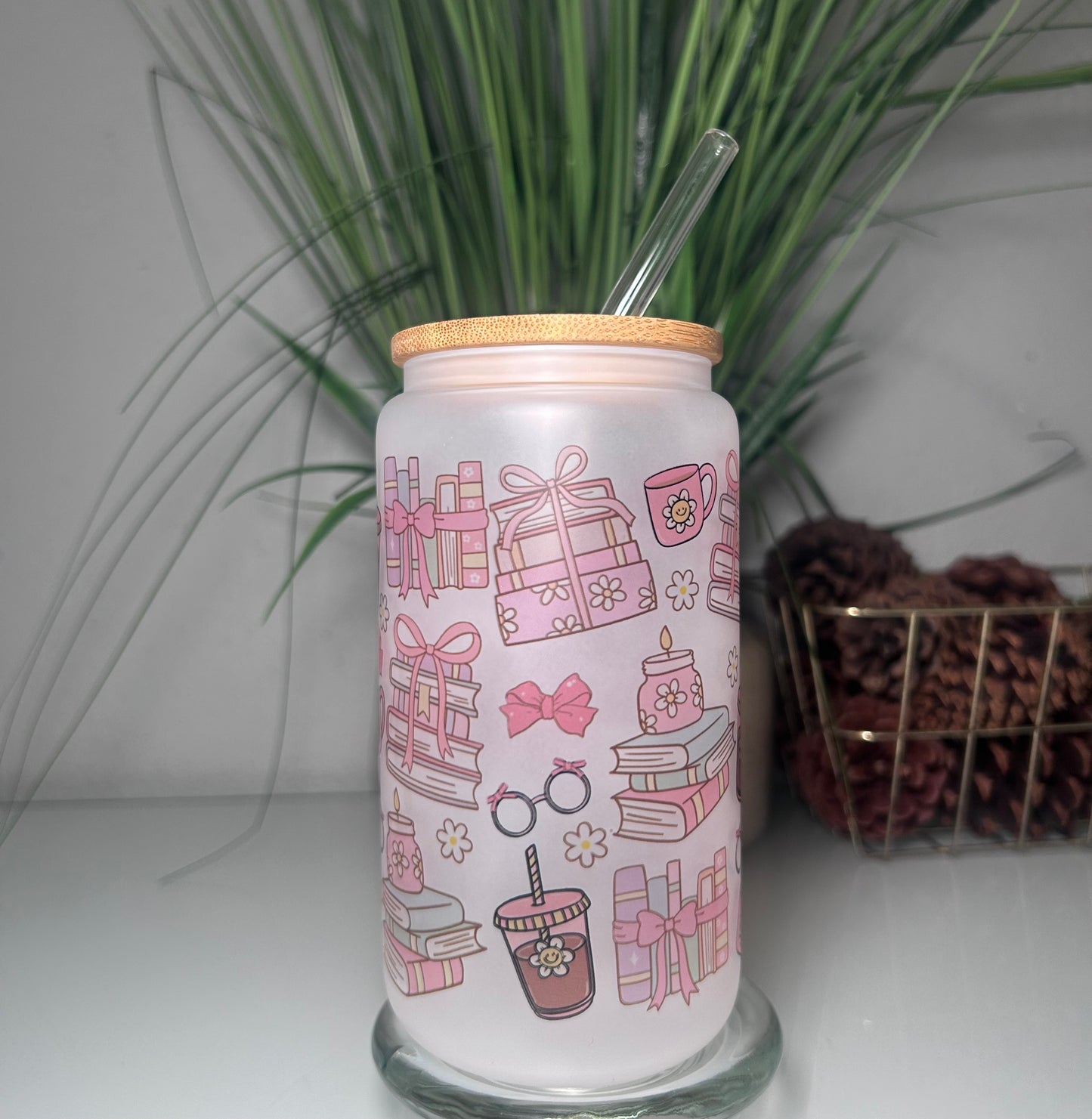 16oz Book Coffee lover Glass Cup