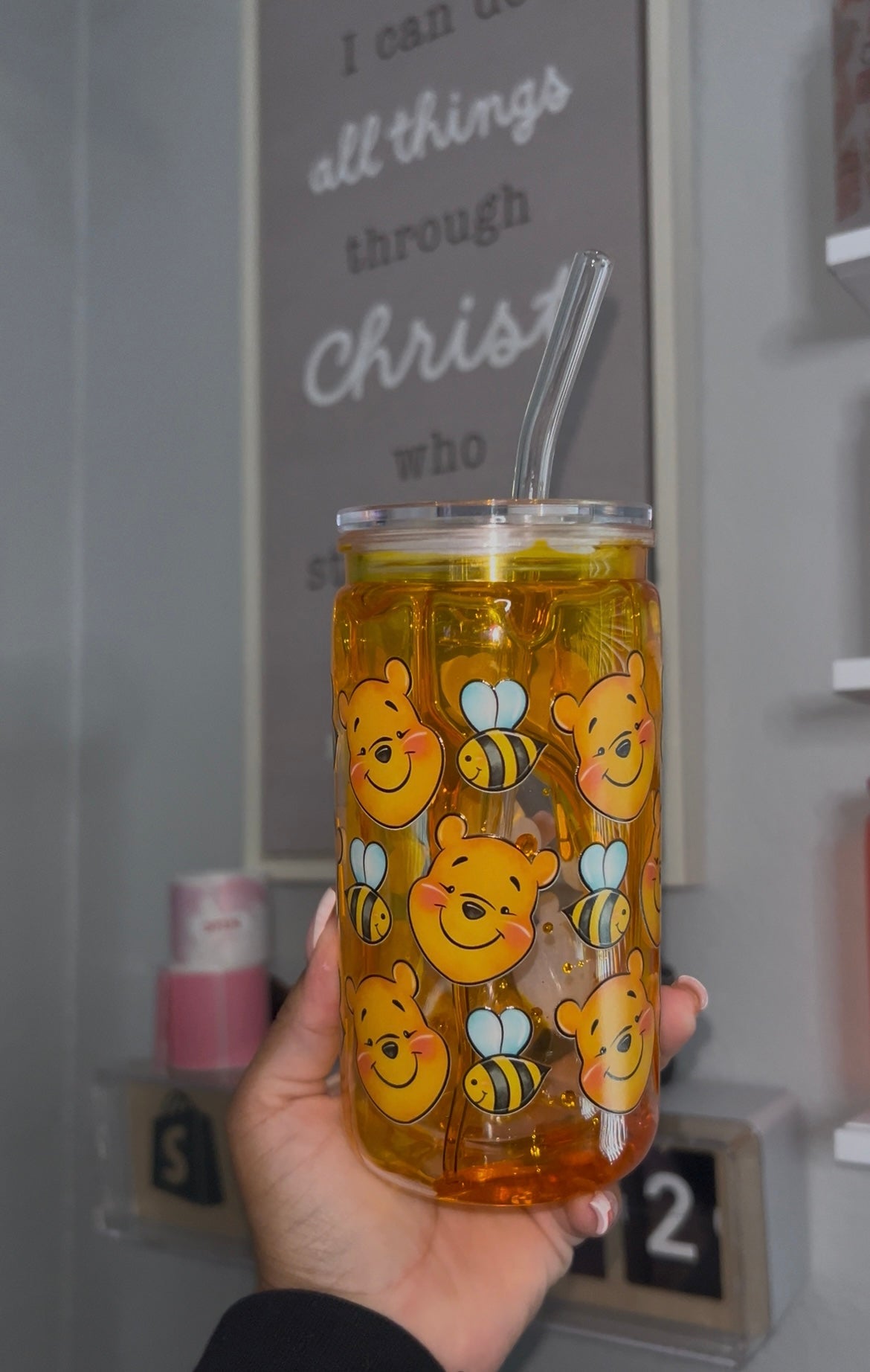 Honey drip, snow globe cup (choose design on live)
