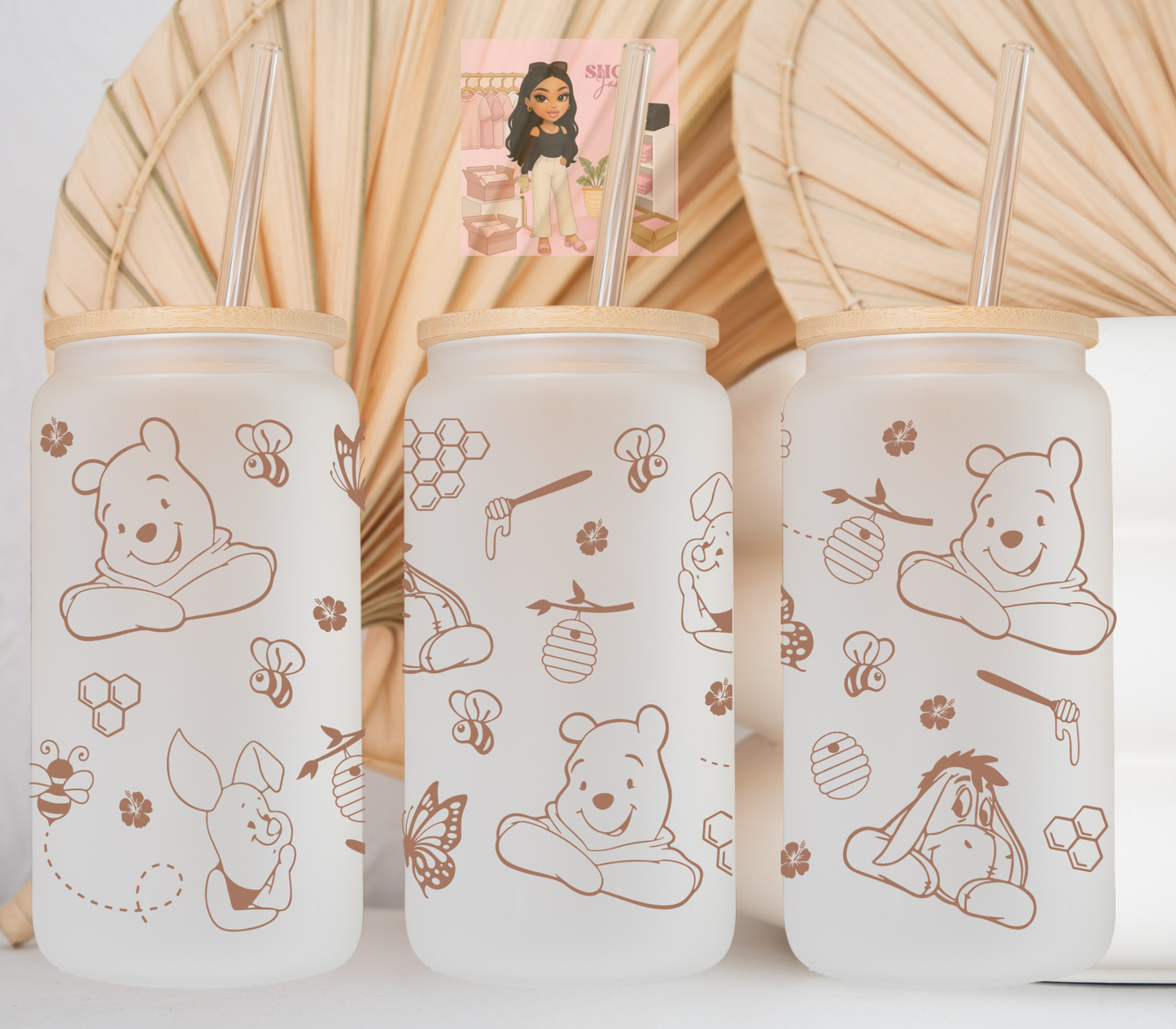 Brown Aesthetic Bear & Friends UvDTF cup wraps