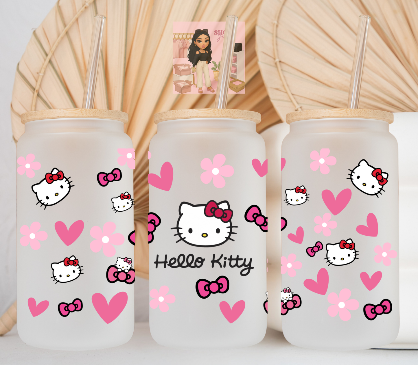 HK pink bows & hearts UvDTF cup wraps