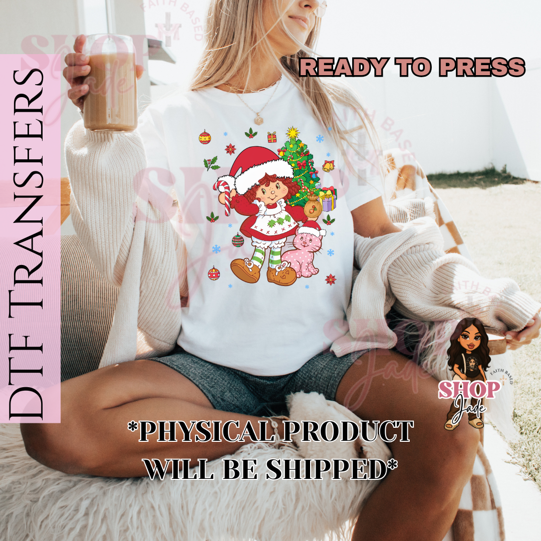 CH34 Strawberry Christmas Tree DTF Transfers (Ready to Press)