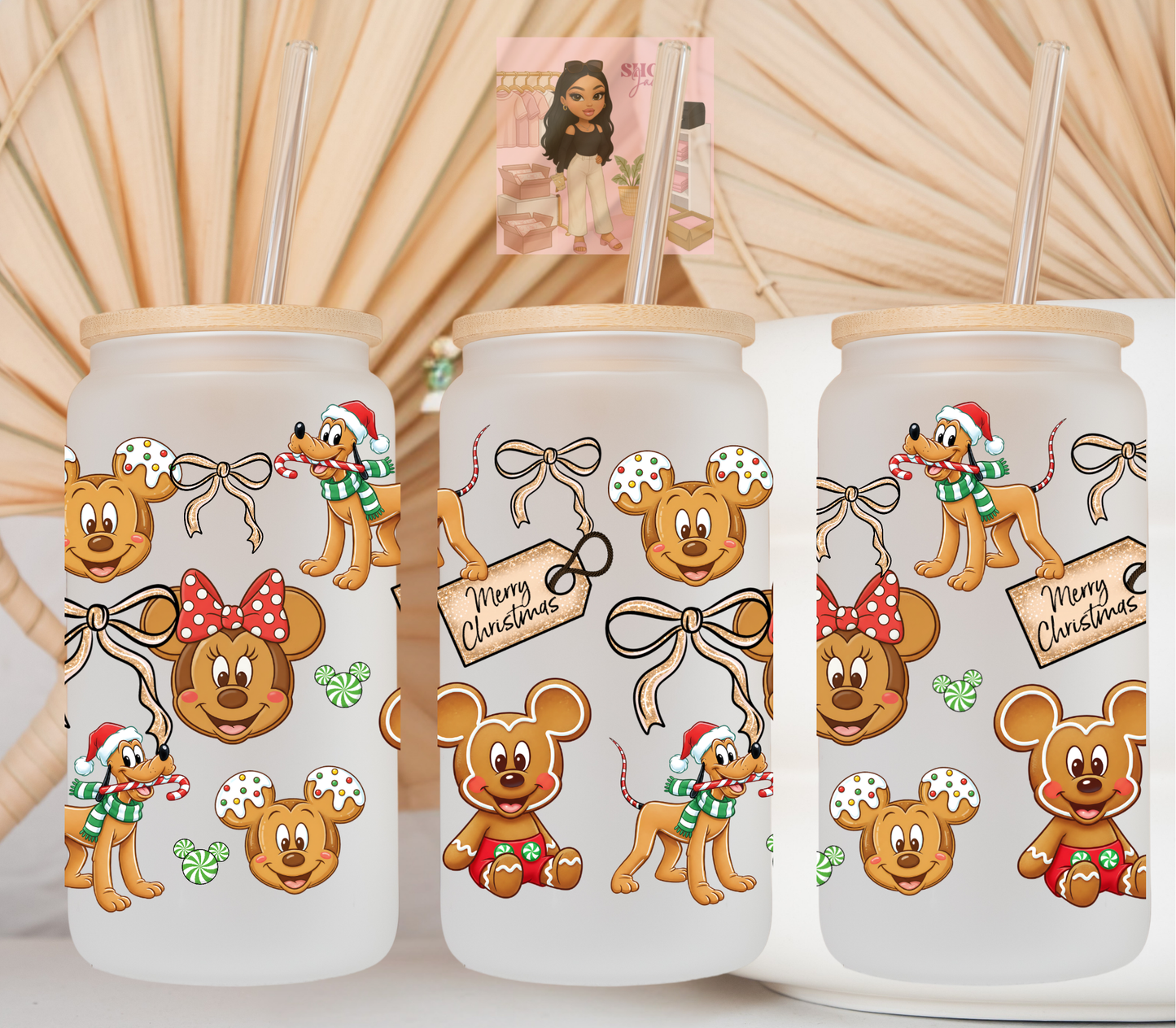 Gingerbread mouses and dog UvDTF cup wraps