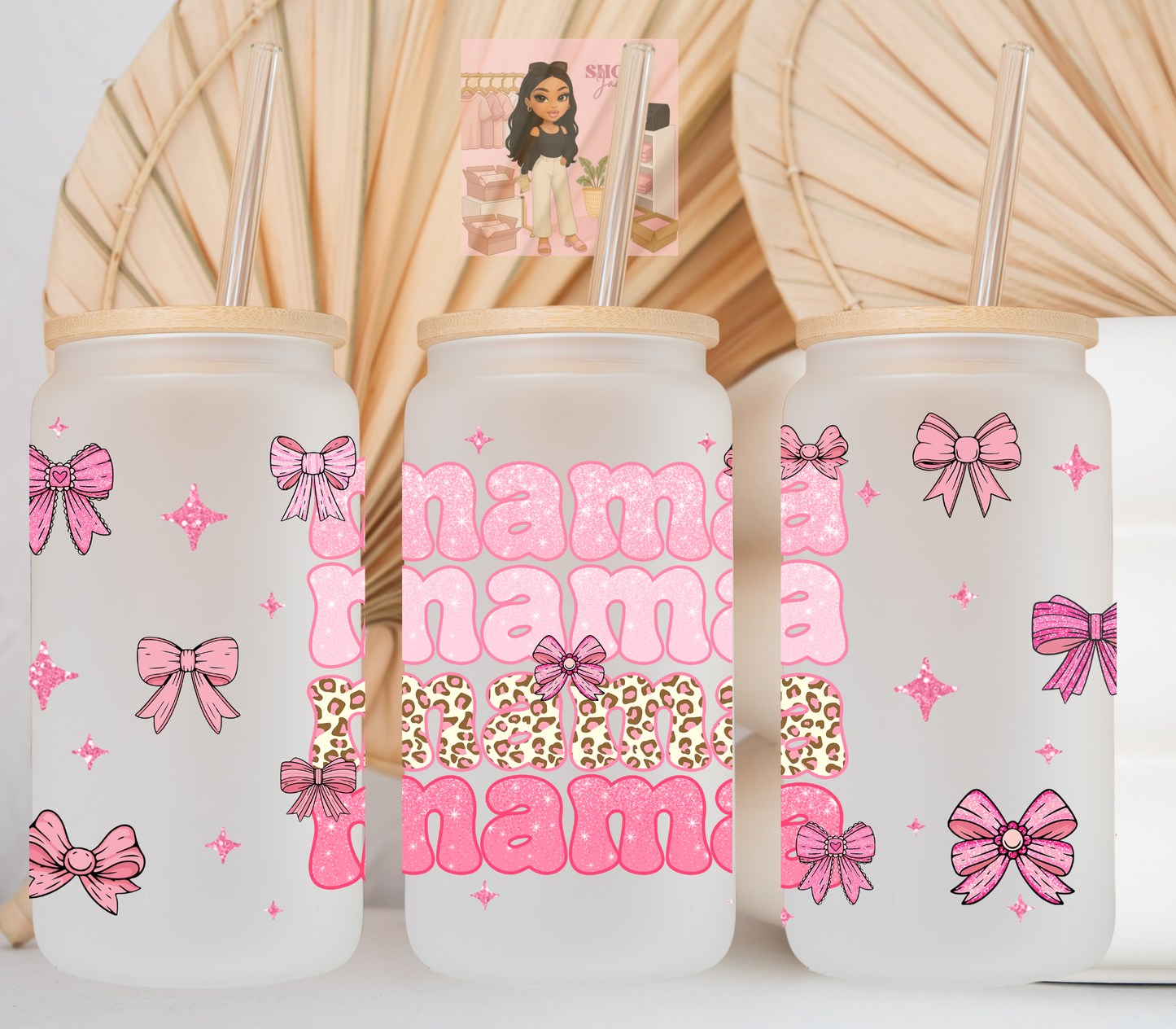 Pink Mama bows UvDTF cup wraps