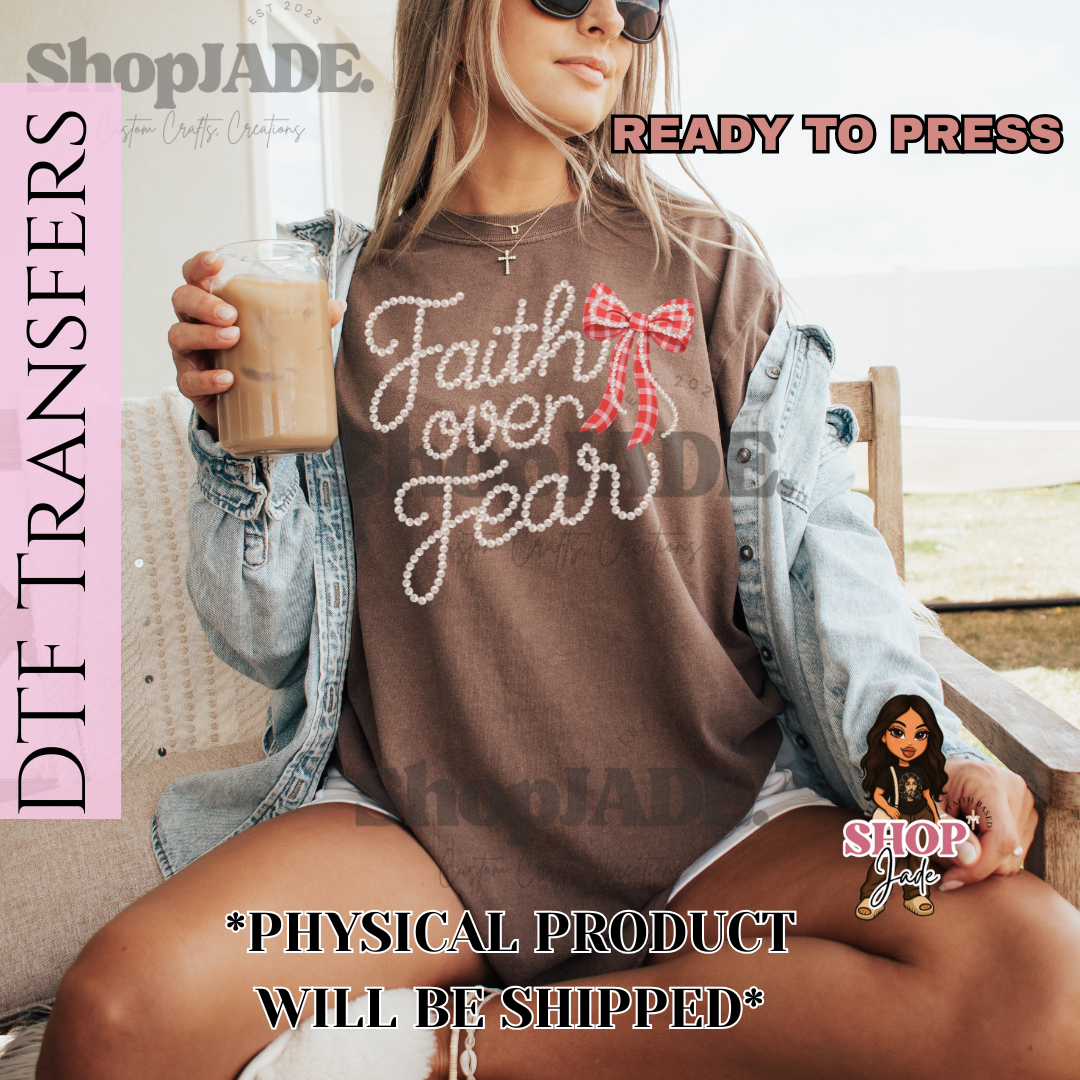 F110 Faith Red Bow DTF Transfers (Ready to Press)