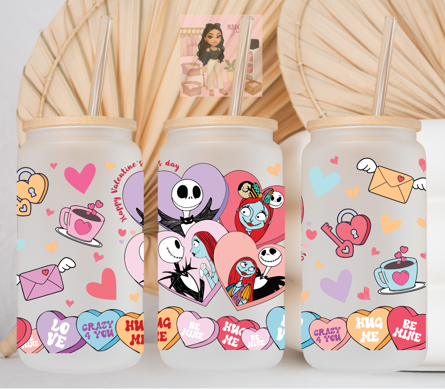 Jack & Sal Love Valentines UvDTF cup wraps