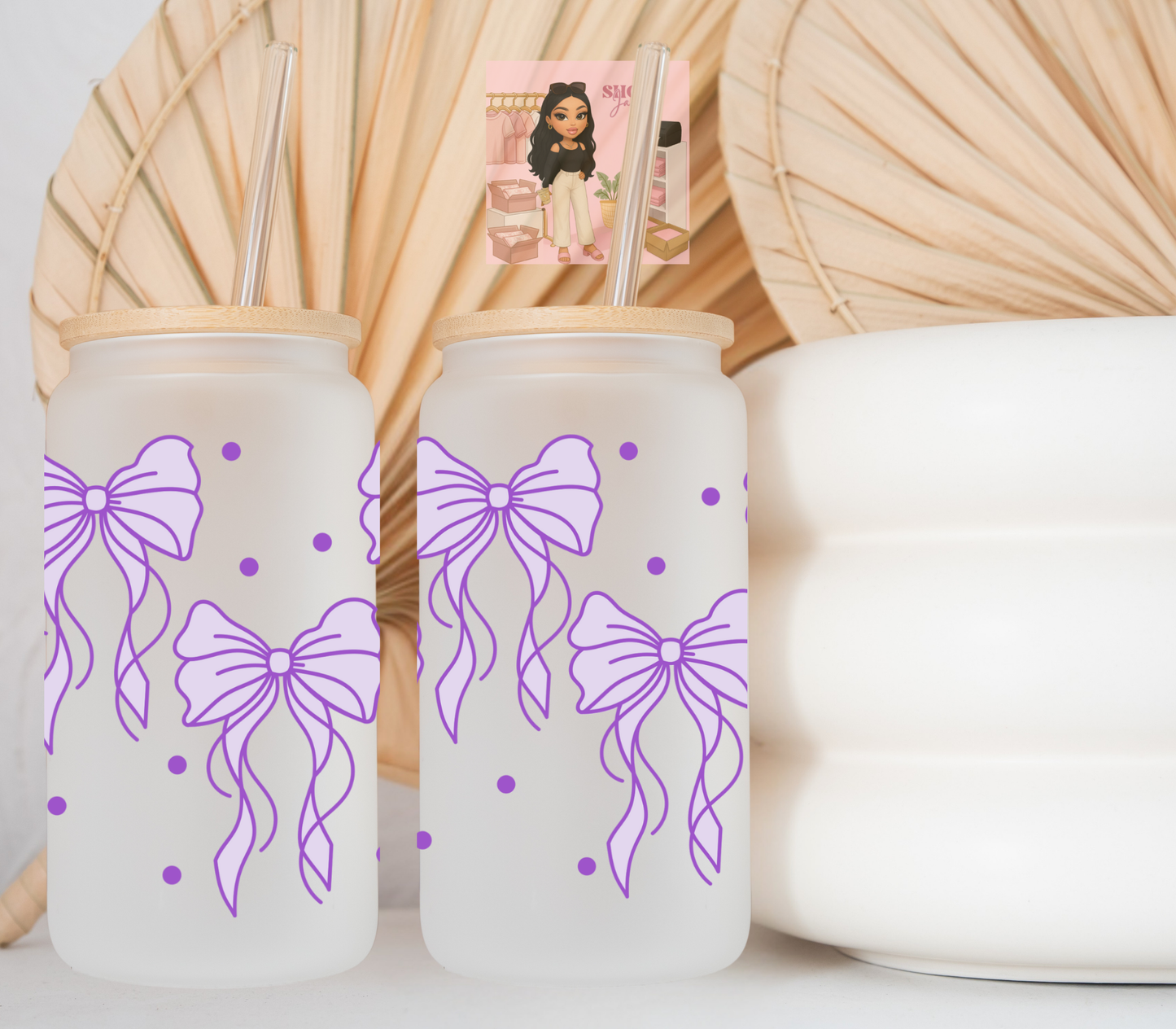 Purple Flowy Bows UvDTF cup wraps