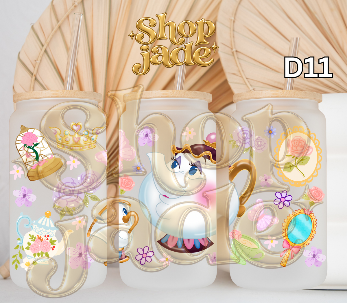 D11 Potts Chip Floral UvDTF Cup Wraps