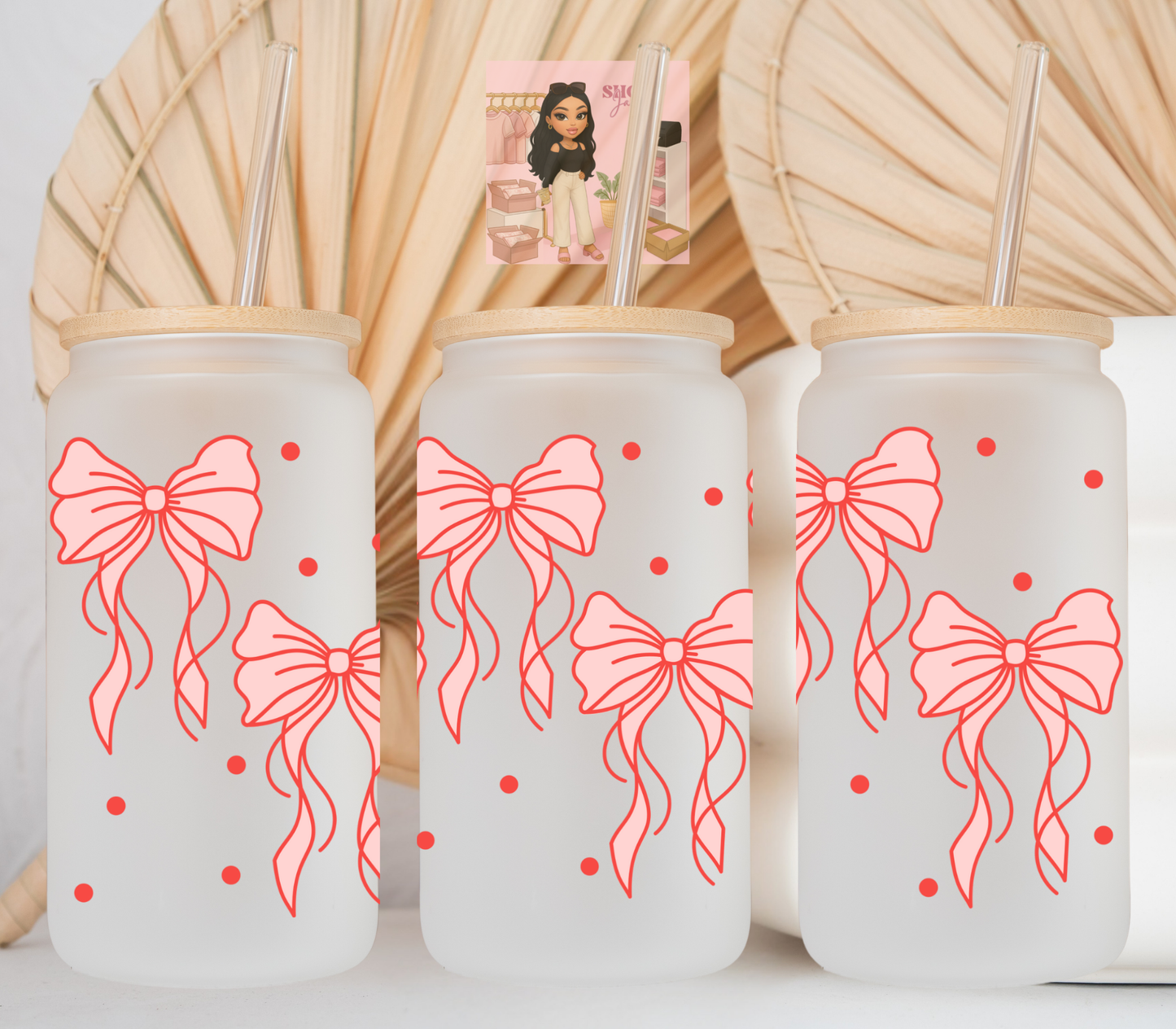 Red Flowy Bows UvDTF cup wraps