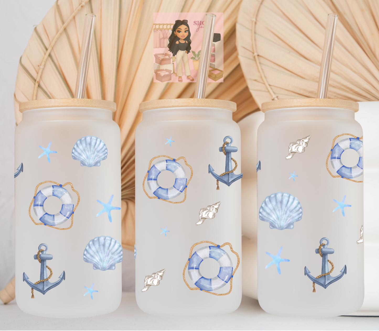 Seashells Anchor UvDTF cup wraps