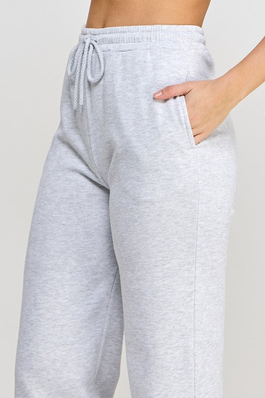 Fleece straight leg high rise sweats