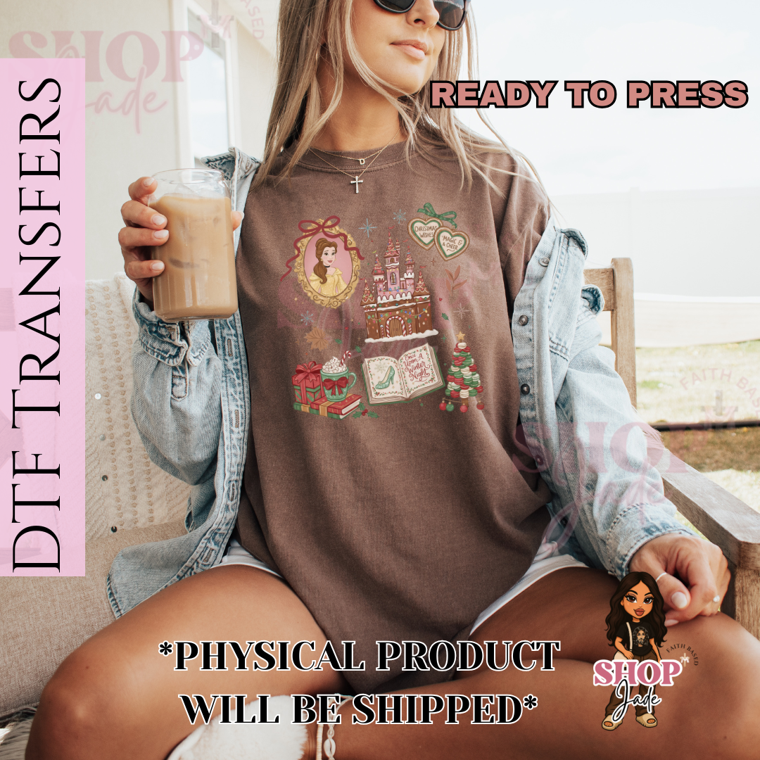 CH32 Belle Gingerbread Christmas DTF Transfers (Ready to Press)
