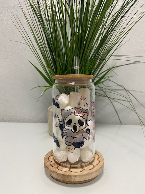 Kitty Ghostface Glass Cup