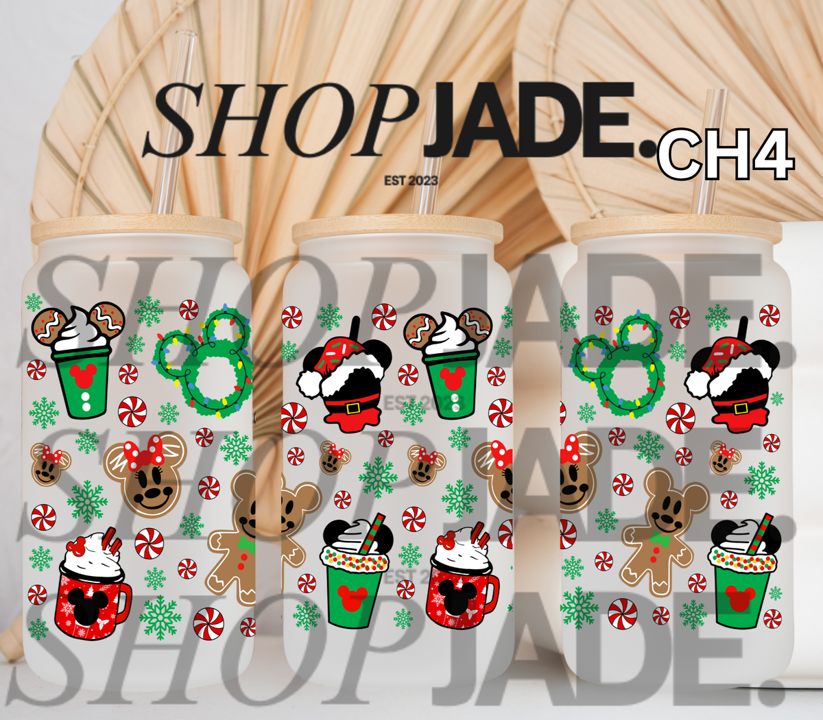 CH4 Mouse Wreaths Christmas UvDTF Cup Wraps