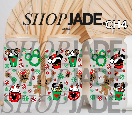 CH4 Mouse Wreaths Christmas UvDTF Cup Wraps