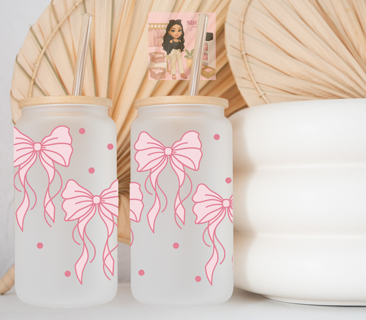 Pink Flowy Bows UvDTF cup wraps