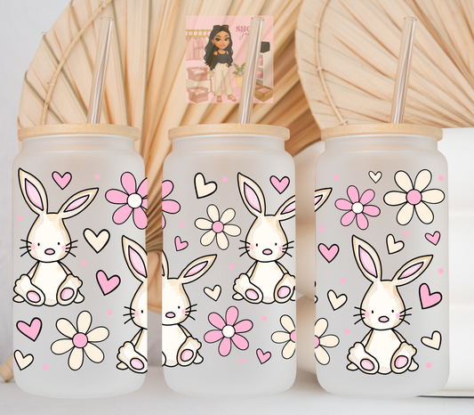 Pink & Beige Bunny UvDTF cup wraps