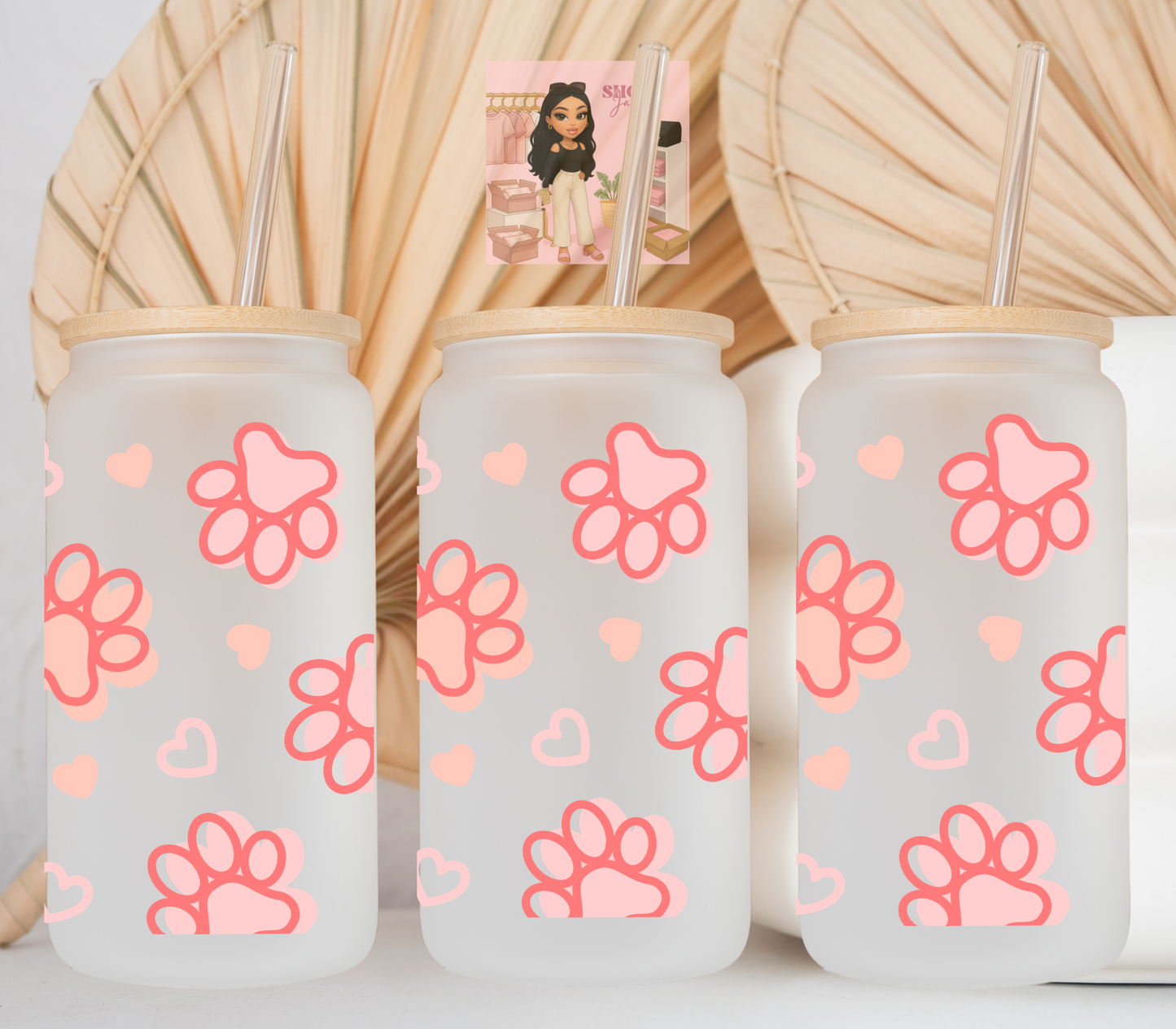 Pink Dog Paws UvDTF cup wraps