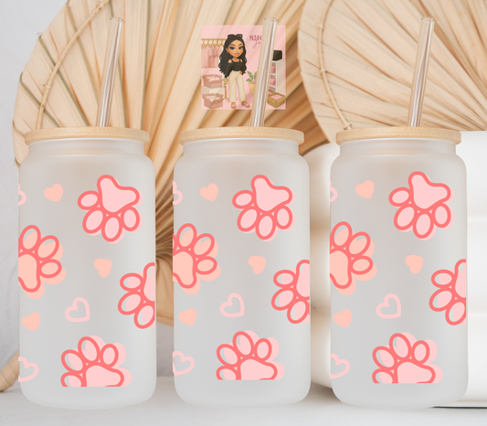 Pink Dog Paws UvDTF cup wraps