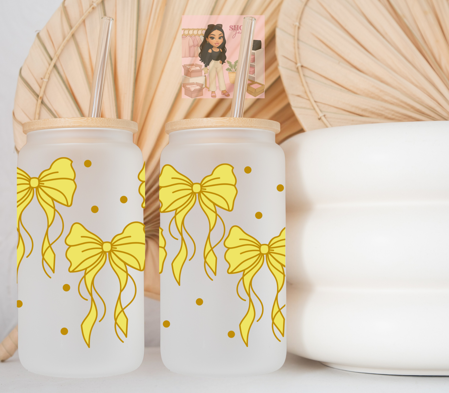 Yellow Flowy Bows UvDTF cup wraps