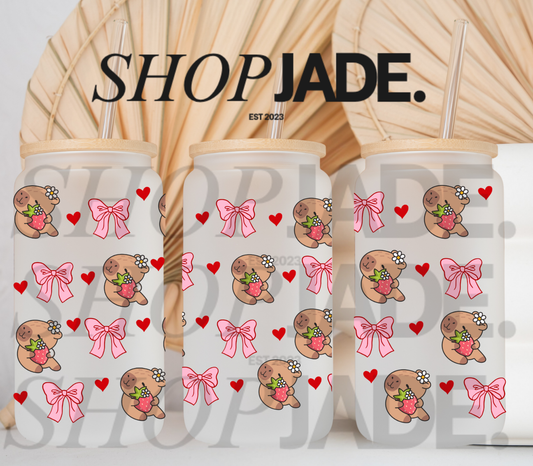 Capy Bows & Hearts Uv DTF Cup Wraps