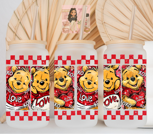 Red checkered Bear UvDTF cup wraps