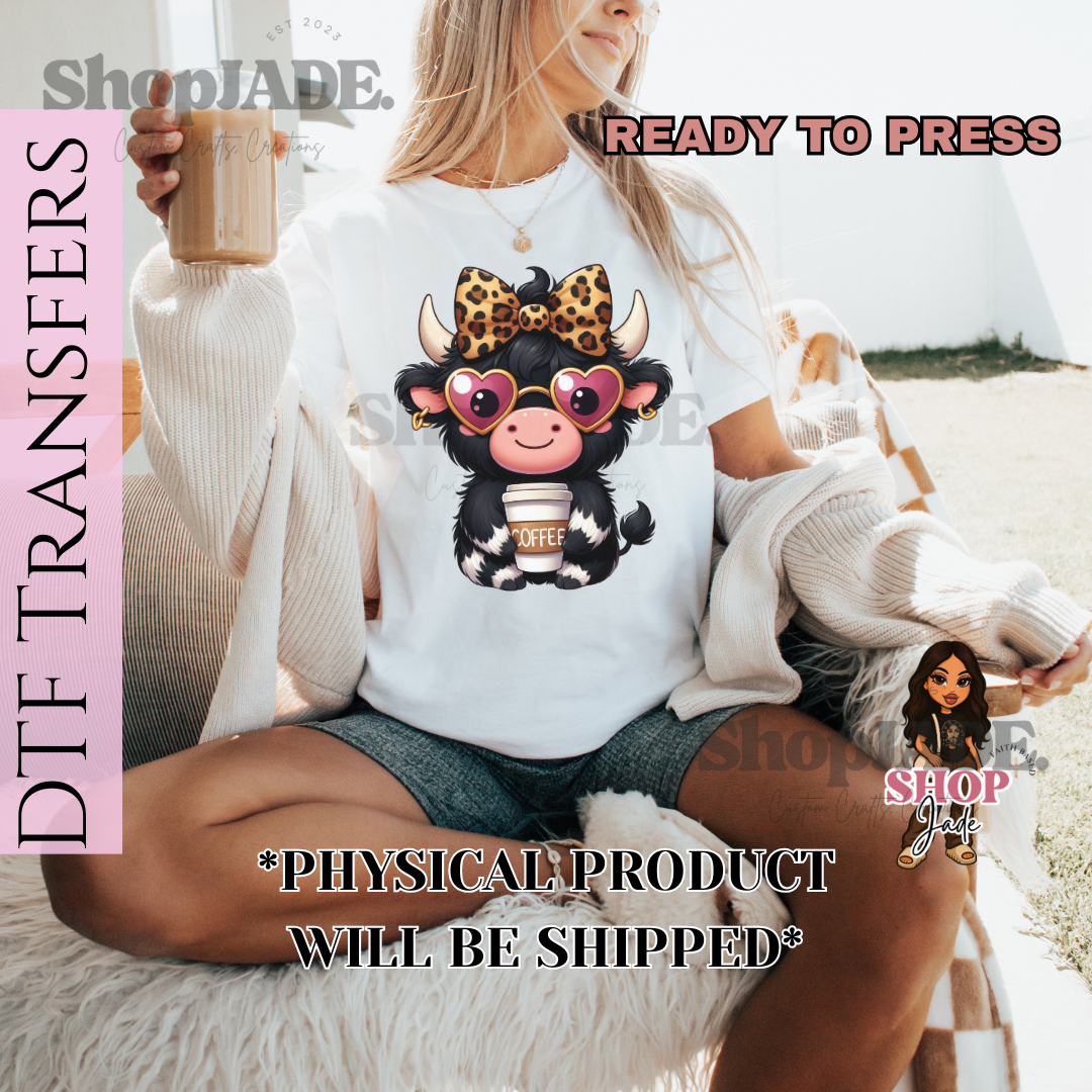 R20 Bow Cow “Coffee” DTF Transfers (Ready to Press)