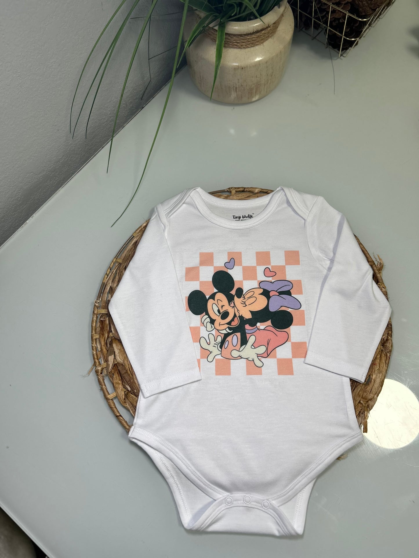 Retro Minnie Mickey Onesies, Tees