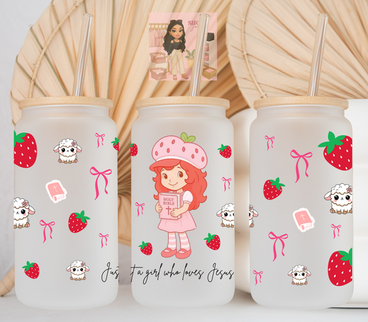 Strawberry x Bible “Just a girl” UvDTF cup wraps