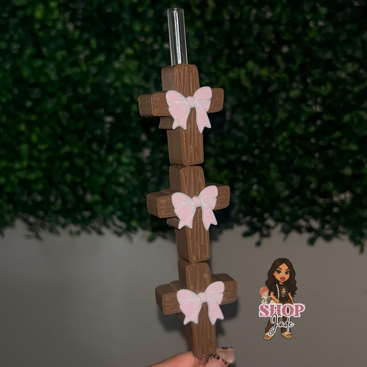 Faith Cross Bow Straw toppers