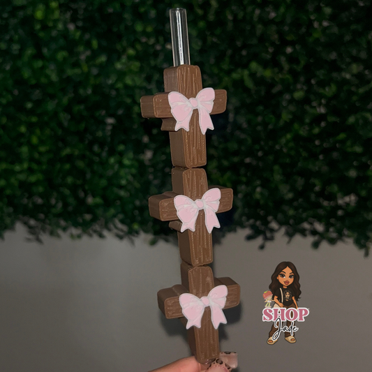Faith Cross Bow Straw toppers
