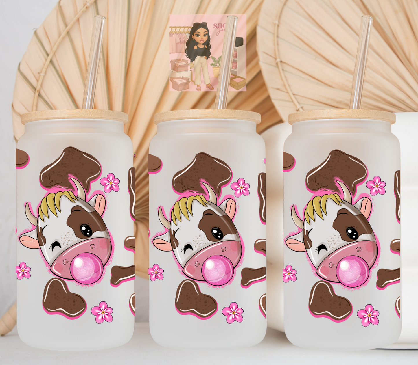 Bubblegum Cow UvDTF cup wraps