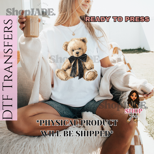 R18 Bow Teddy DTF Transfers (Ready to Press)