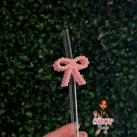 Pearly Bow (Beige Pink) Straw toppers