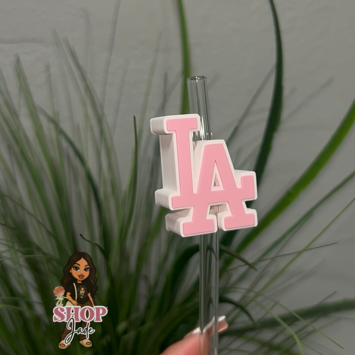 Pink White Straw toppers