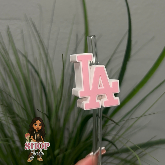 Pink White Straw toppers