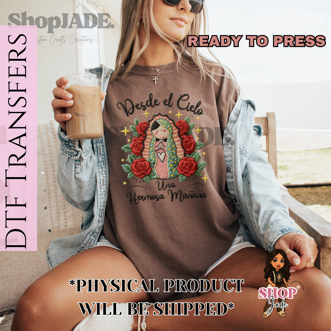 F105 Crochet Virgin Mary DTF Transfers (Ready to Press)