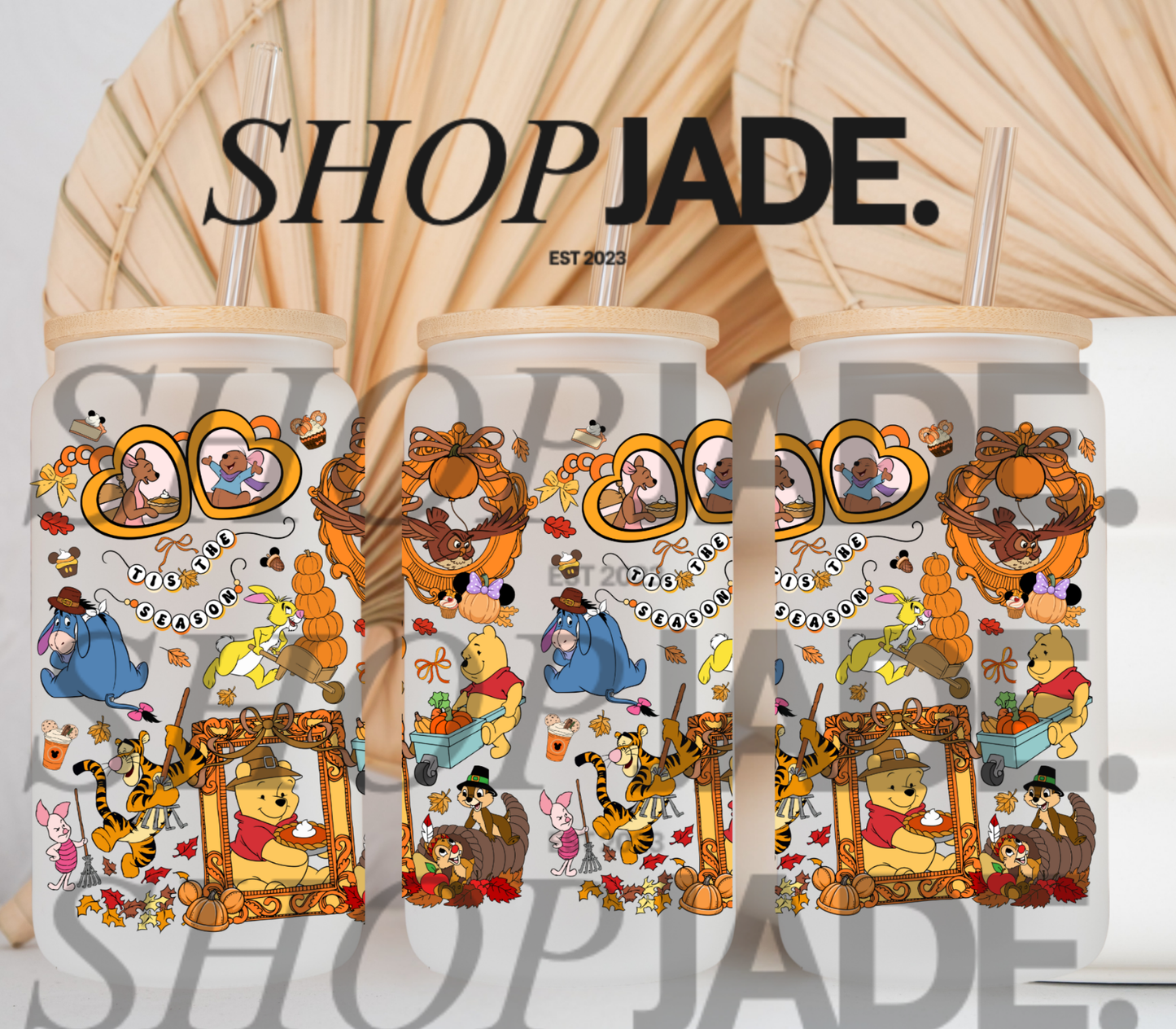 Fall Leaves Bear Friends UvDTF Cup Wraps