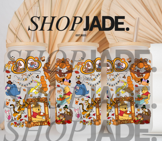 Fall Leaves Bear Friends UvDTF Cup Wraps