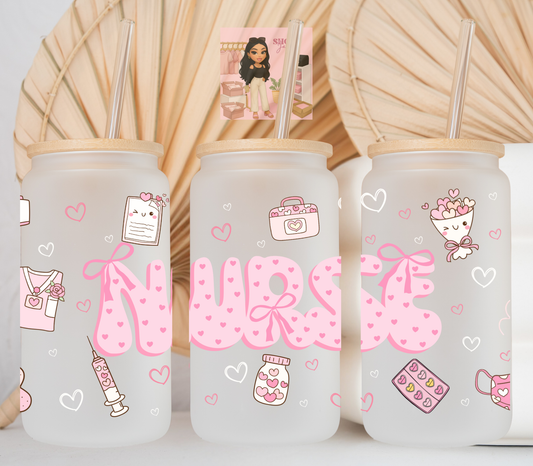 Nurse Pink Valentines UvDTF cup wraps
