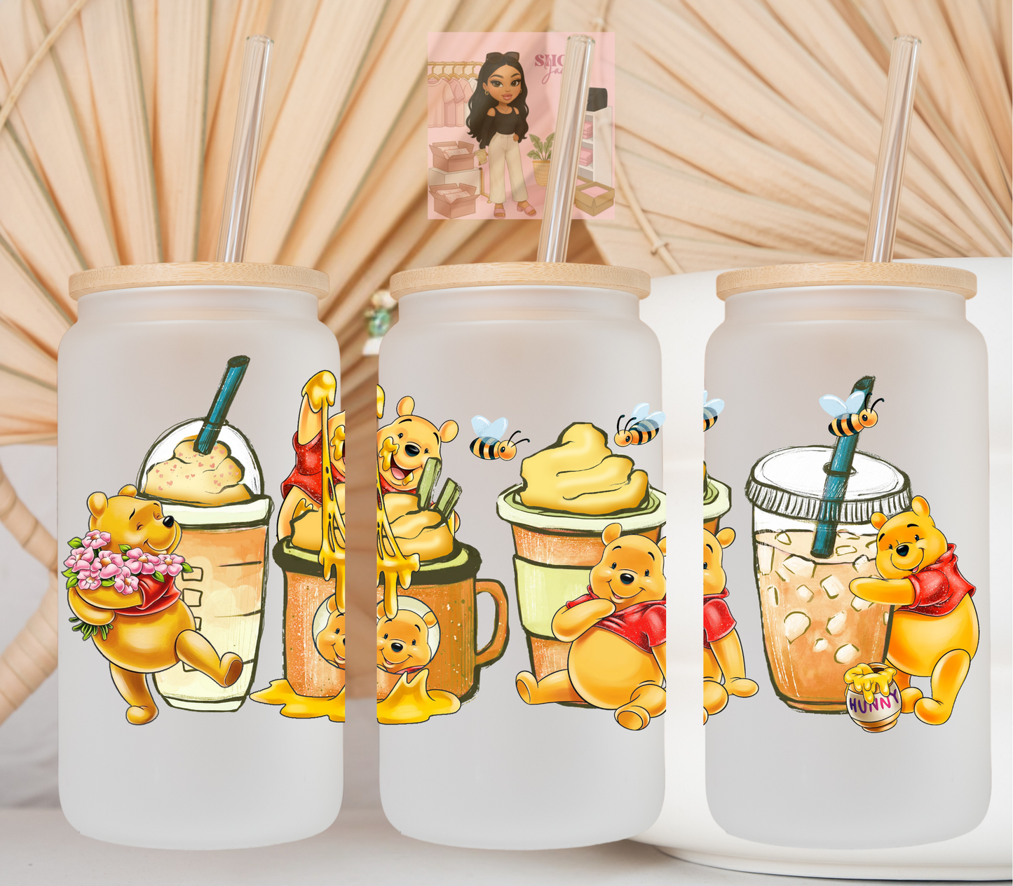 Iced coffee bear UvDTF cup wraps