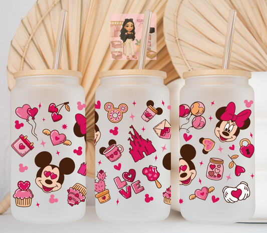 Mouse Couple pink Valentines UvDTF cup wraps