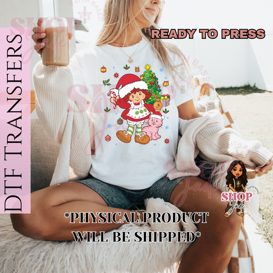 CH34 Strawberry Christmas Tree  DTF Transfers (Ready to Press)