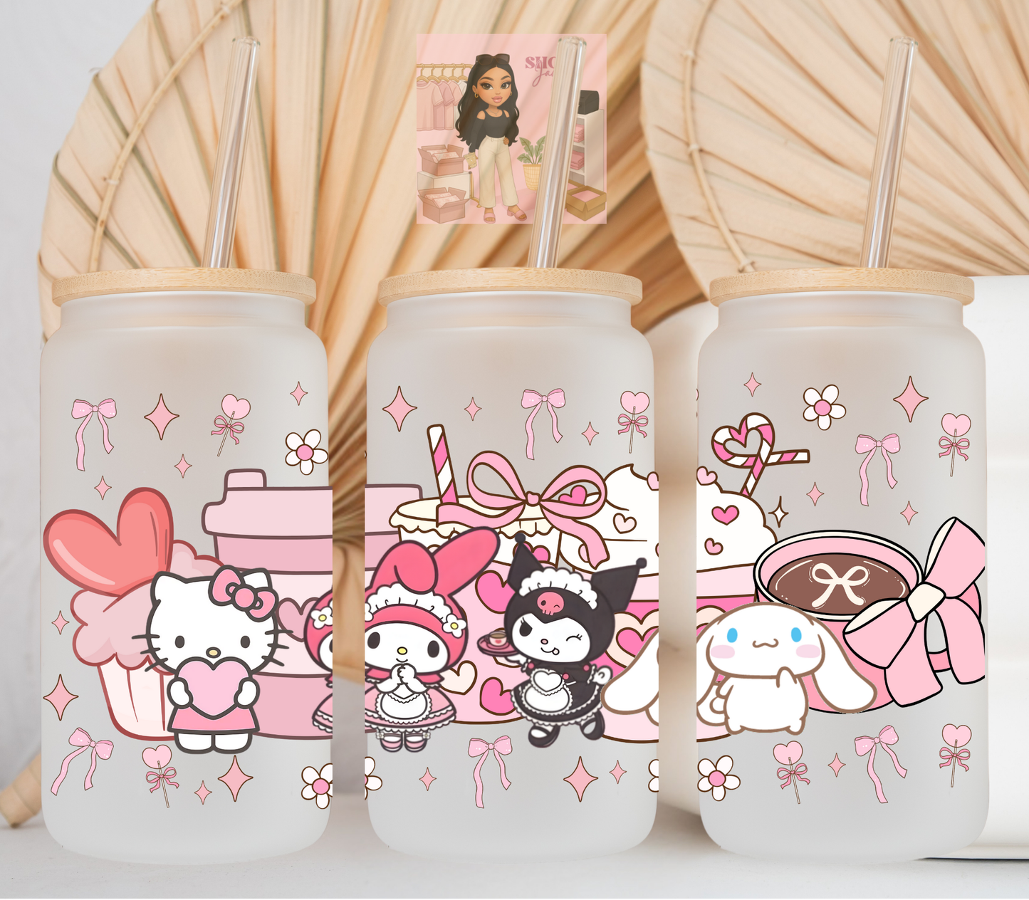 Pink Coquette HK & Friends UvDTF cup wraps