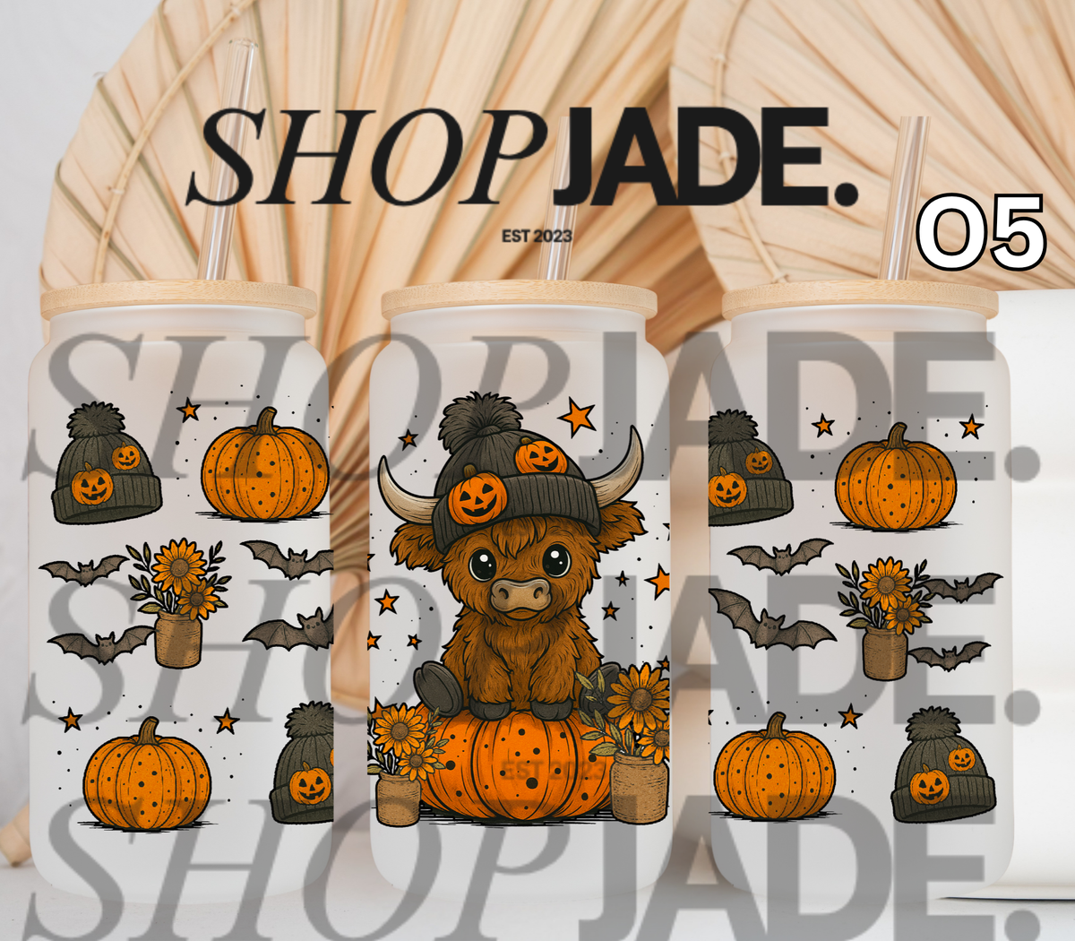 O5 Cow Pumpkins Bats UvDTF Cup Wraps